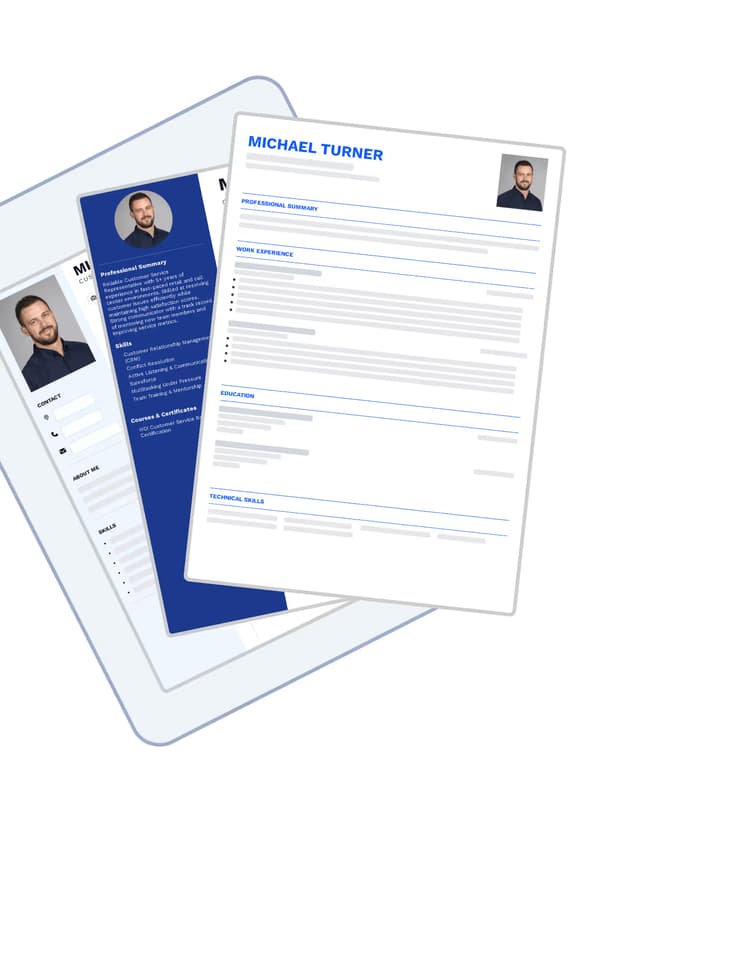 Online resume builder with document preview and section editing