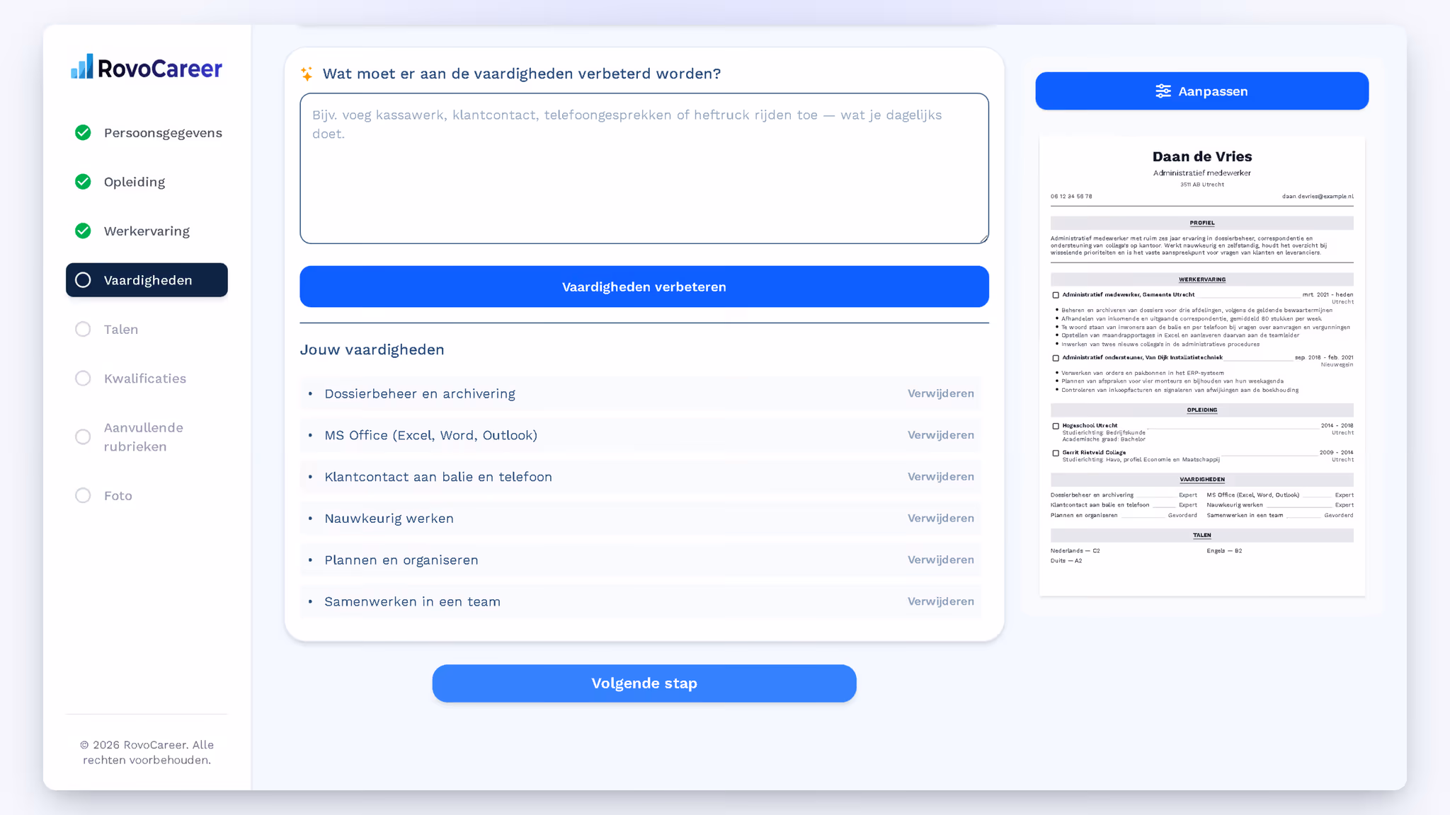 Cv-maker — lange loopbaan samenvatten