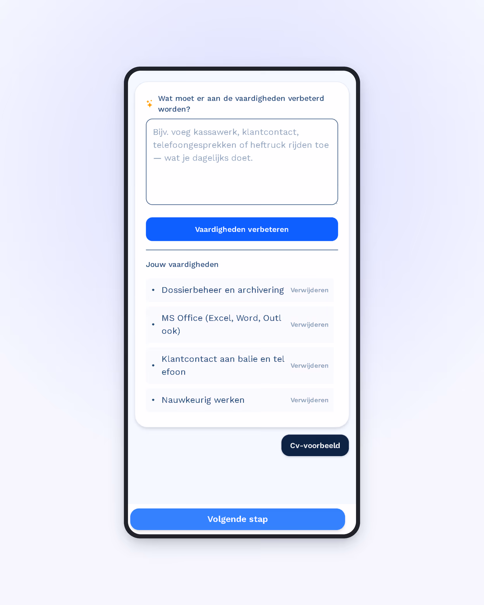 Cv-maker — lange loopbaan samenvatten