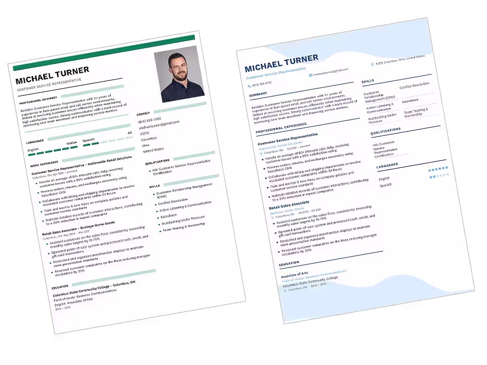 Sample resume template to choose from