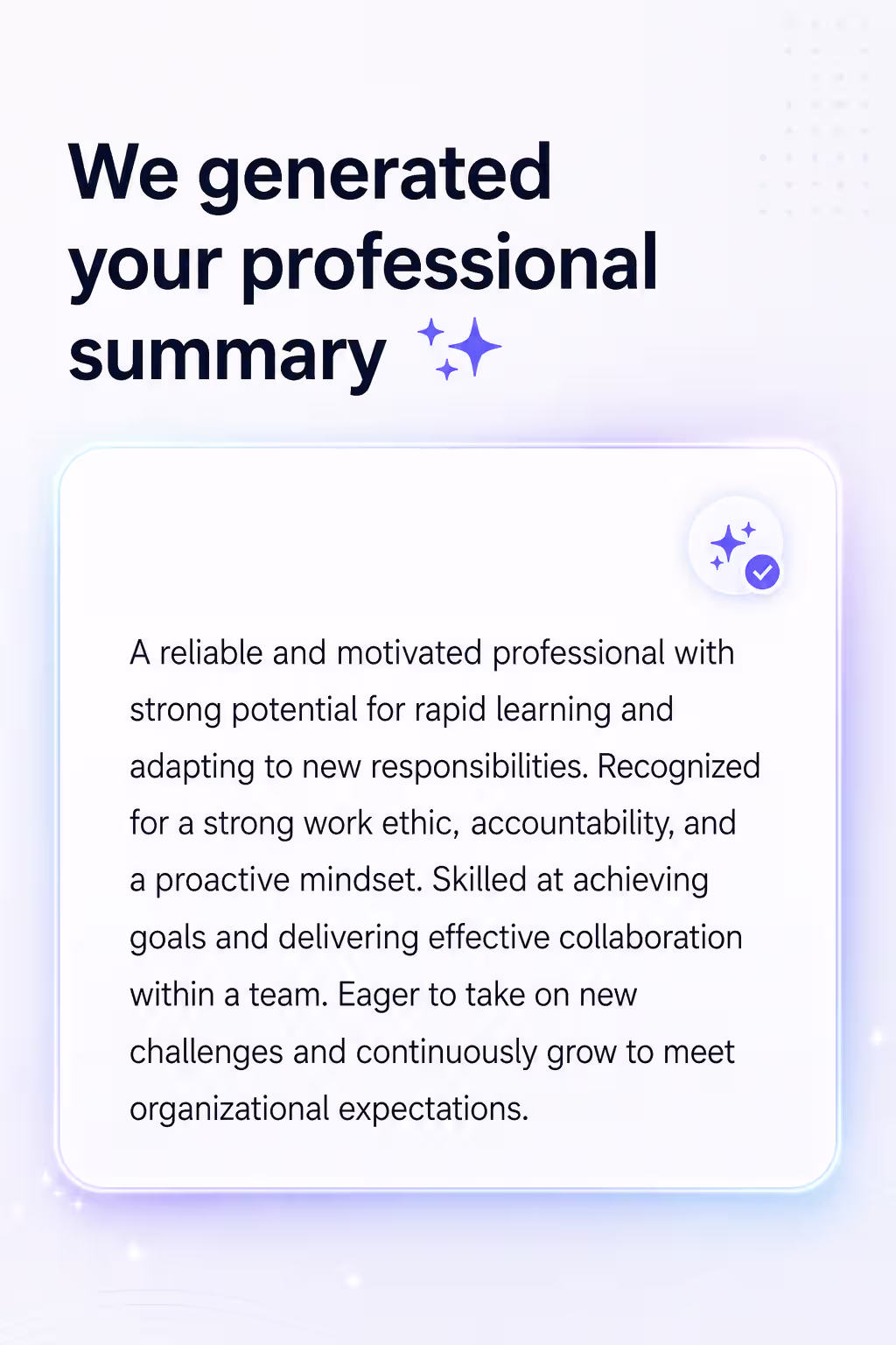 Resume builder – professional summary generated for you