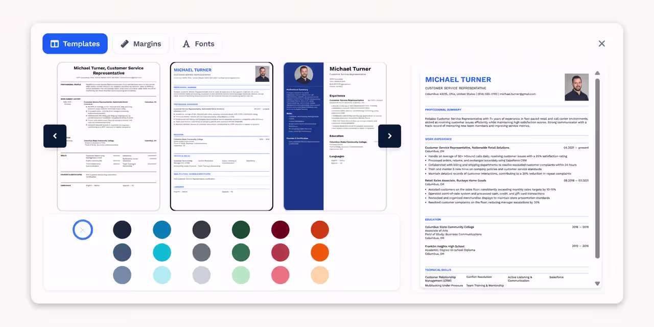 Choose a resume template for a plumber