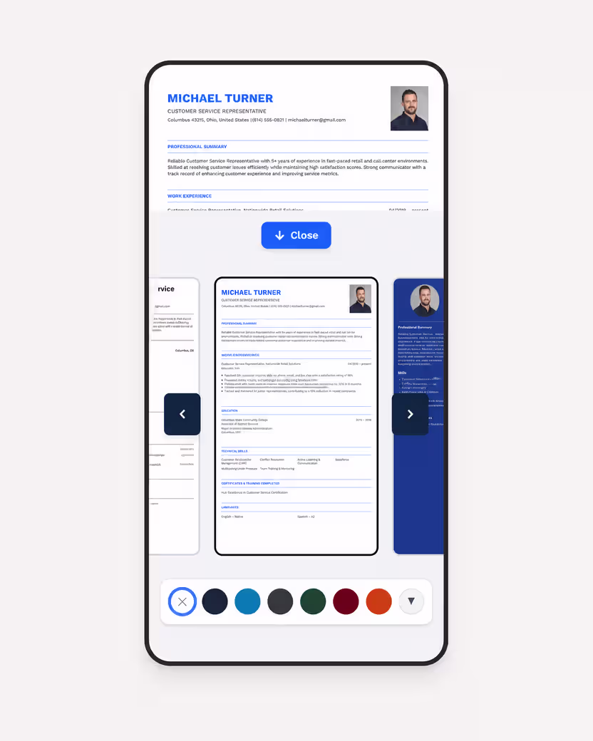 Choose a resume template for a plumber