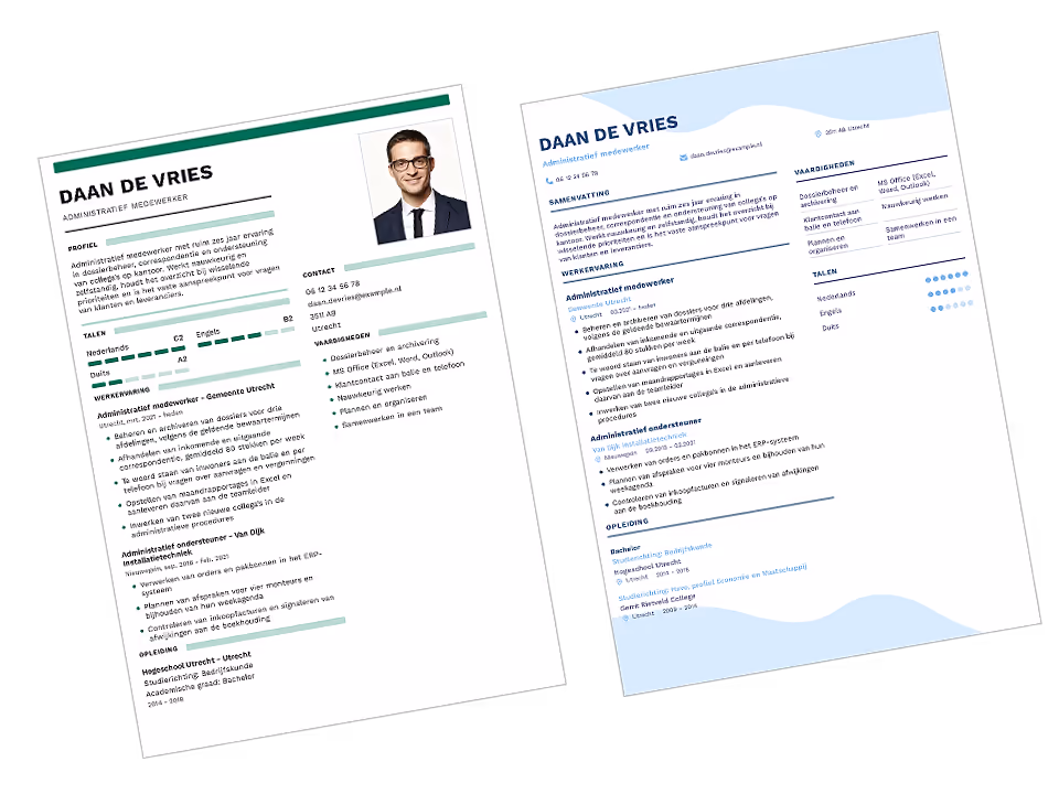 Kant-en-klare cv-voorbeelden voor specifieke functies