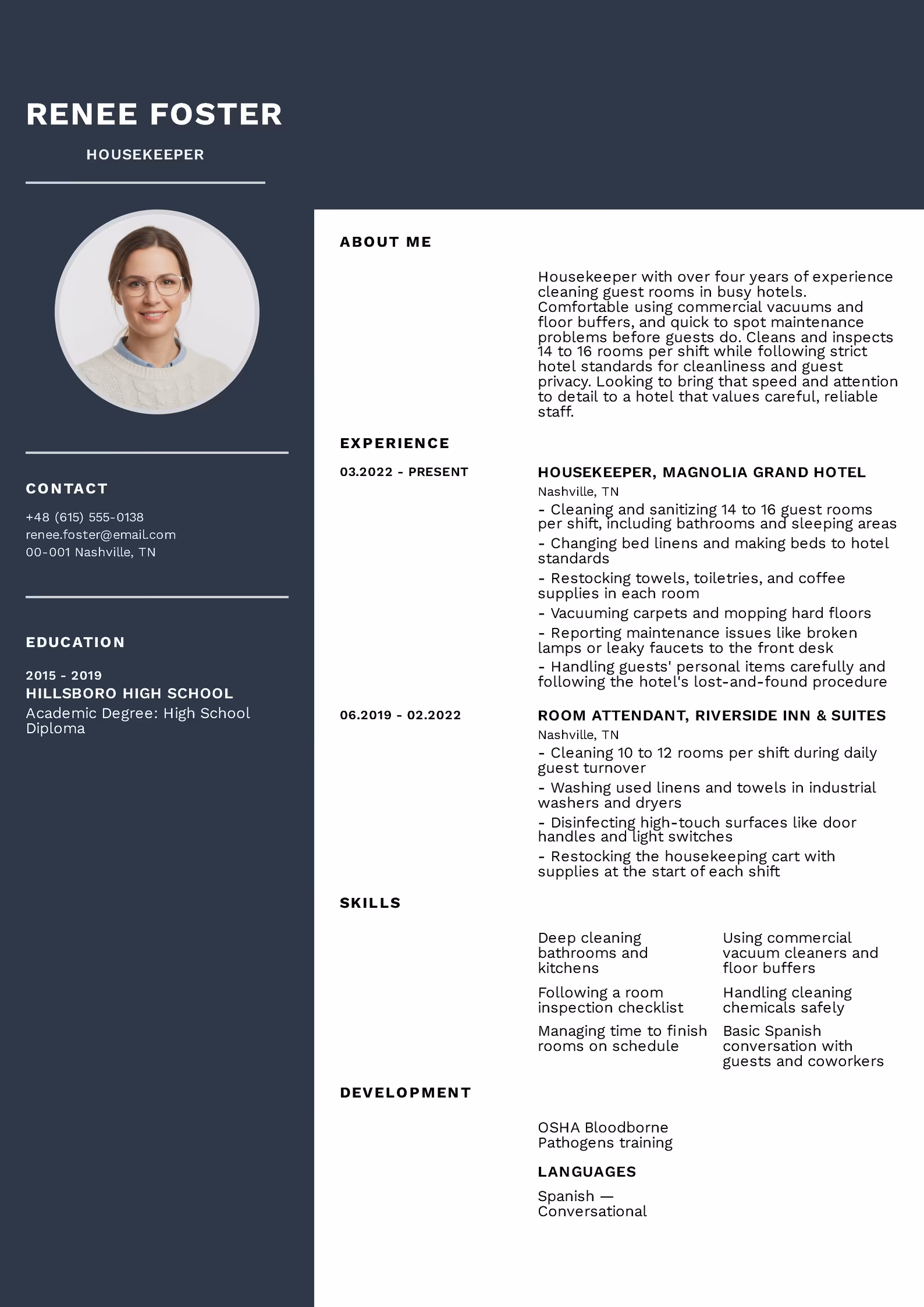 Housekeeper Resume Example Housekeeper resume example β downloadable template