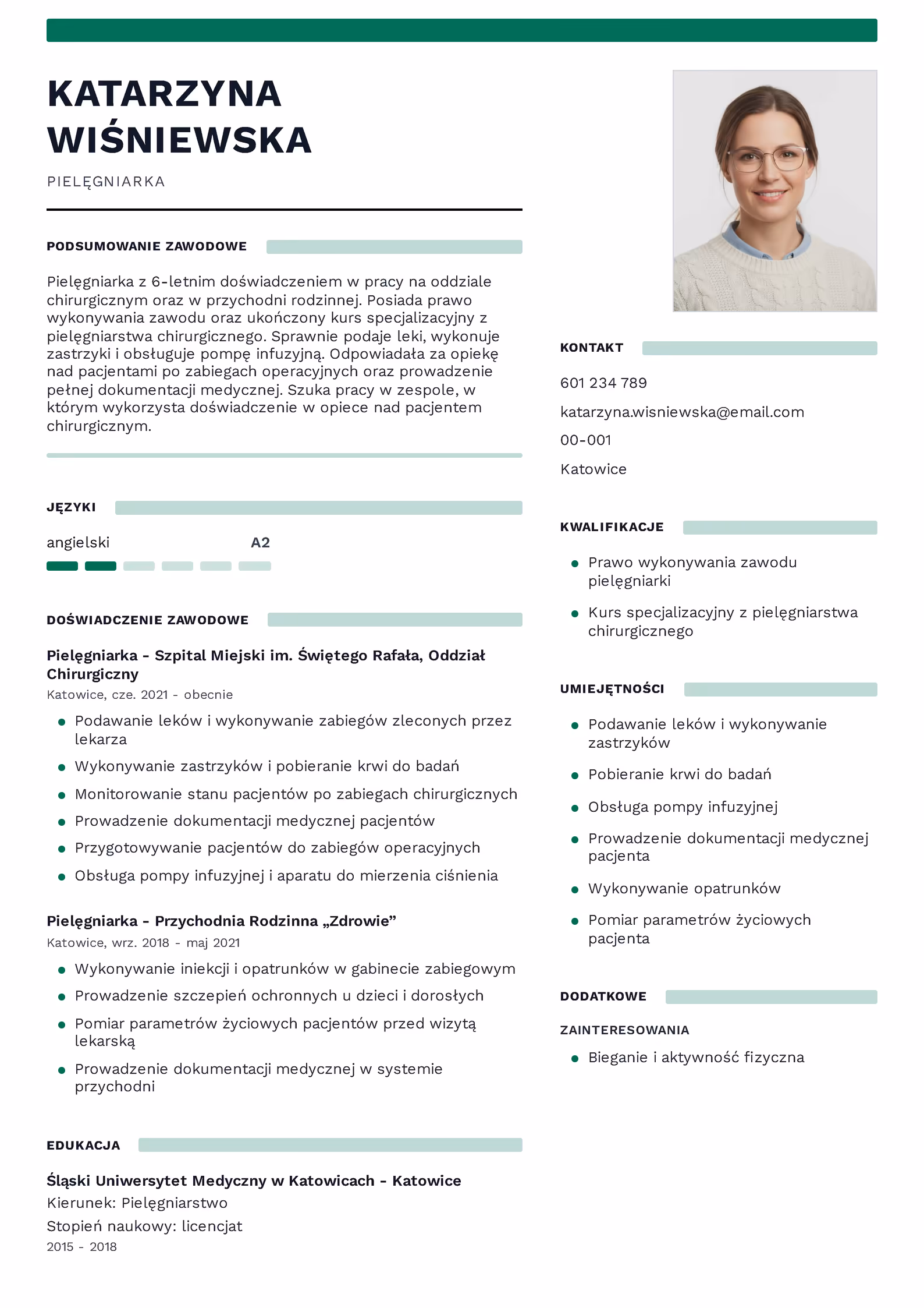 Wzór CV Pielęgniarki Wzór CV pielęgniarki – przykładowy szablon do pobrania