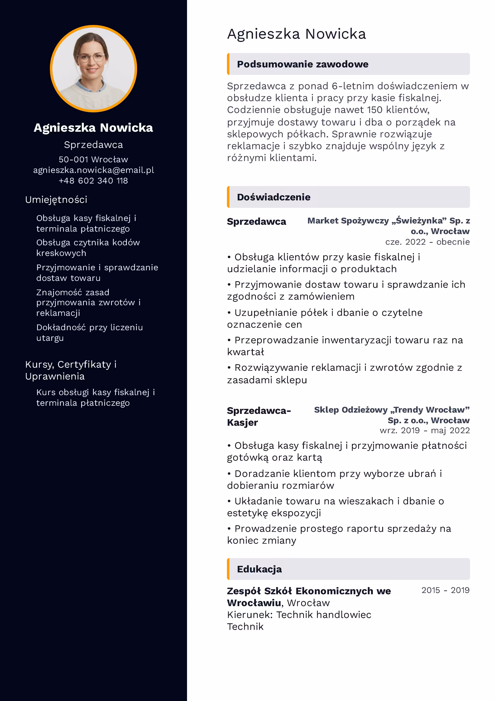 Wzór CV Sprzedawca Wzór CV sprzedawca – przykładowy szablon do pobrania